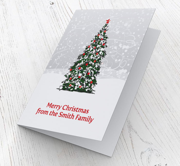snowy xmas tree christmas card