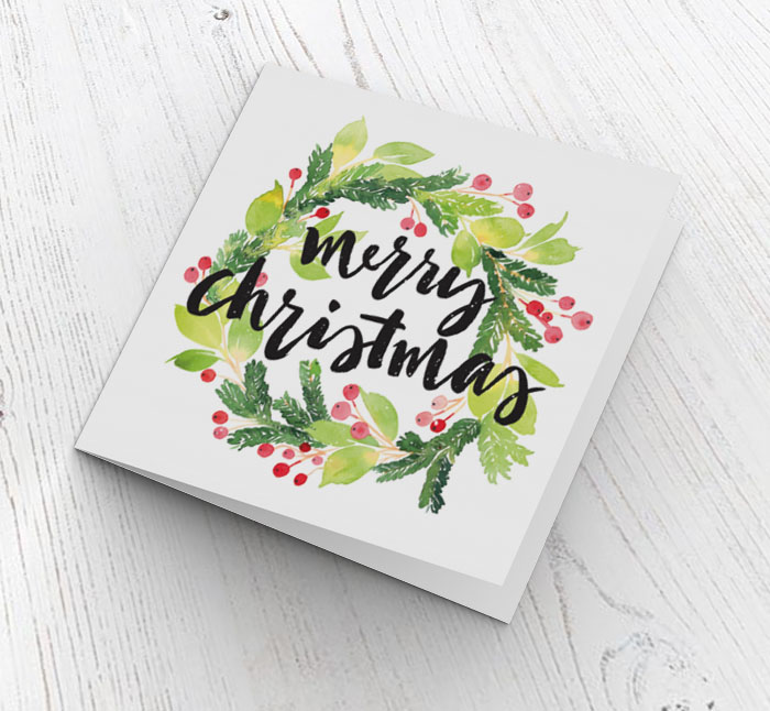 watercolour wreath christmas card