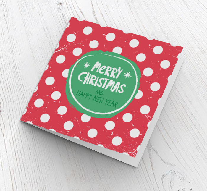 pink with white dots christmas card