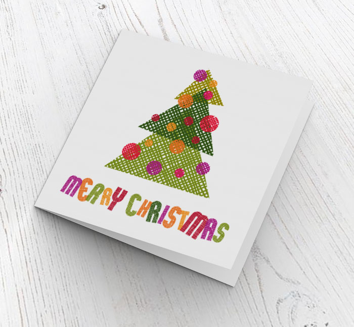 criss cross tree christmas card