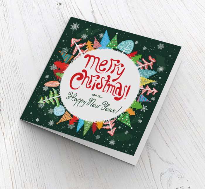 green christmas circle christmas card