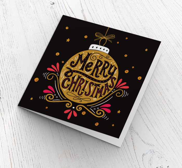 gold bauble christmas card