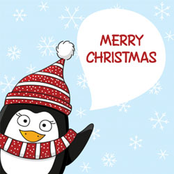 penguin waving christmas card