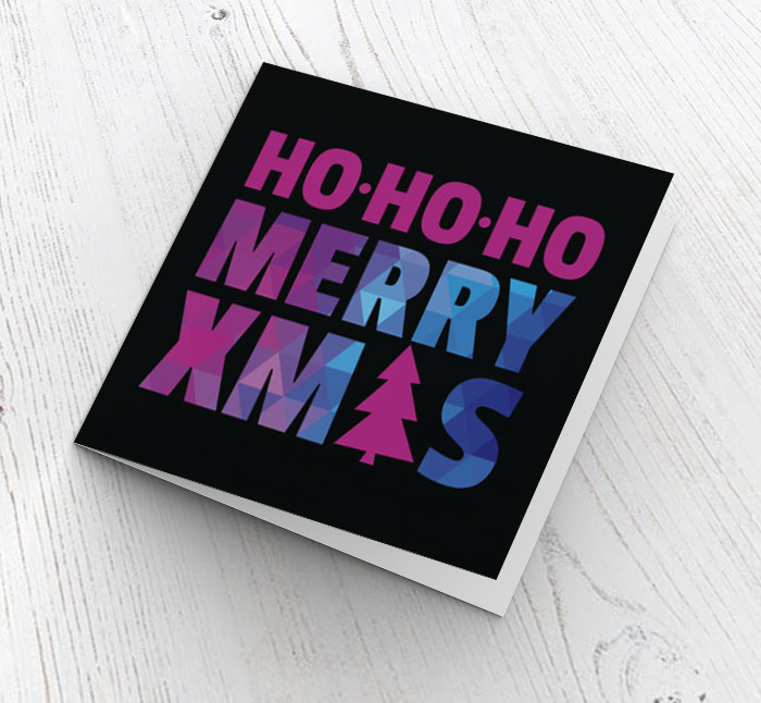 purple ho ho ho christmas card