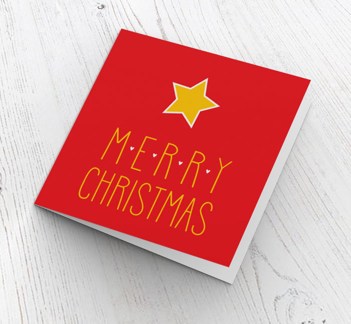 yellow star christmas card