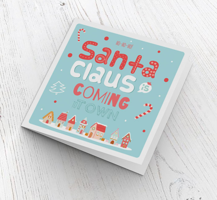 santa is coming christmas card