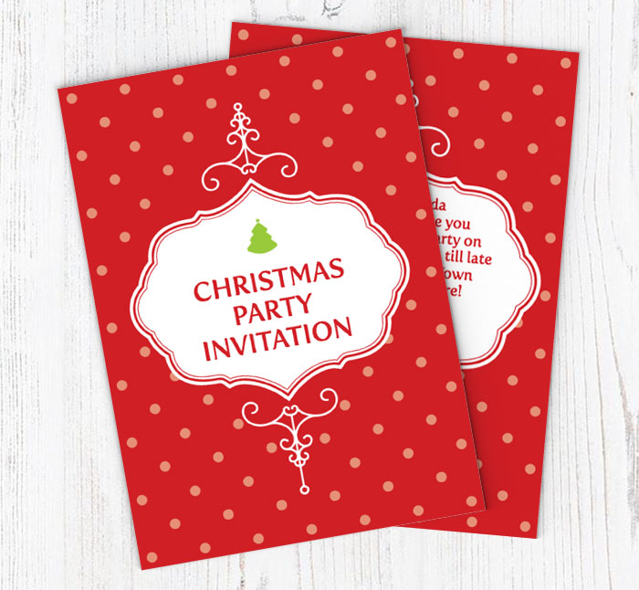 polka dot christmas party invitations