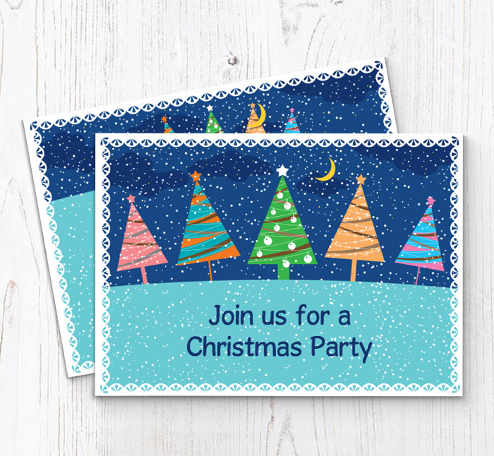 festive trees party invitations