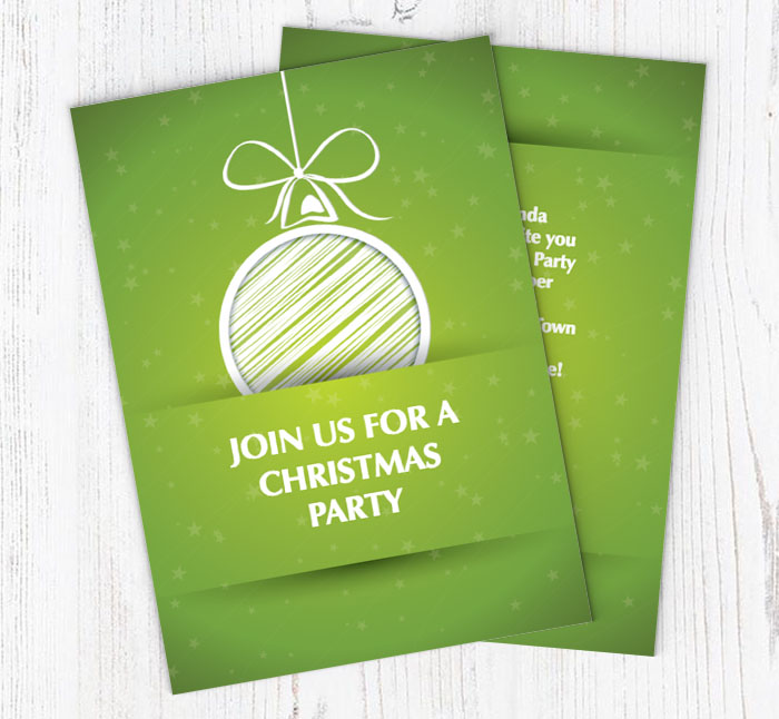 green bauble party invitations