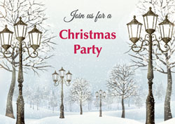 christmas lamp posts party invitations