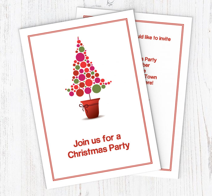 red christmas tree party invitations