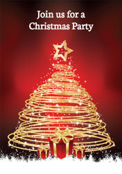 gold christmas tree invitations