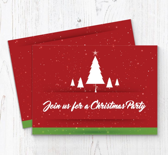 white christmas trees invitations