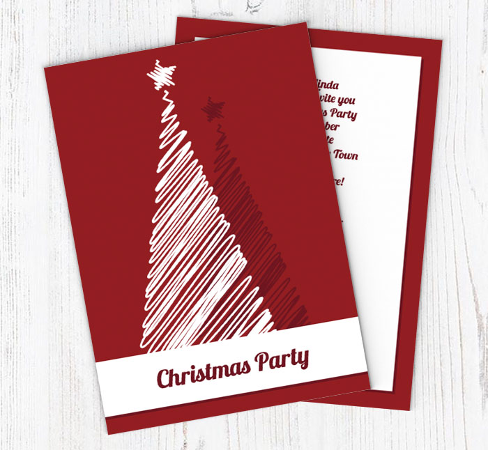 scribble christmas tree invitations