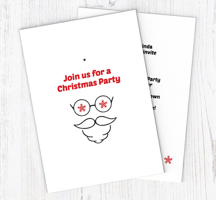 santa beard and glasses invitations