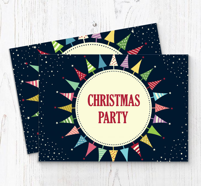 christmas tree circle invitations