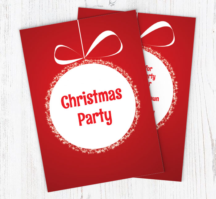hanging bauble party invitations