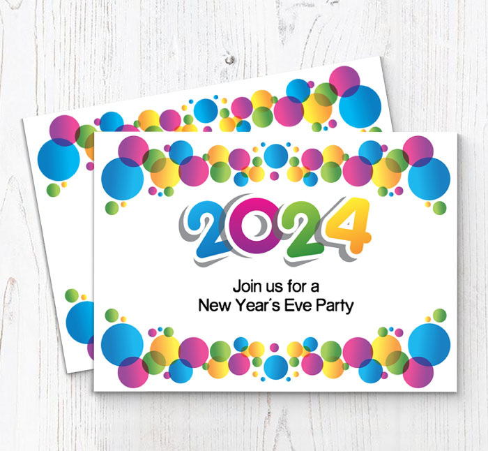 new years eve bubbles invitations