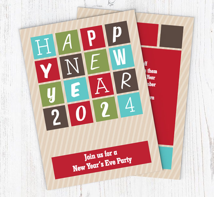 new year squares party invitations