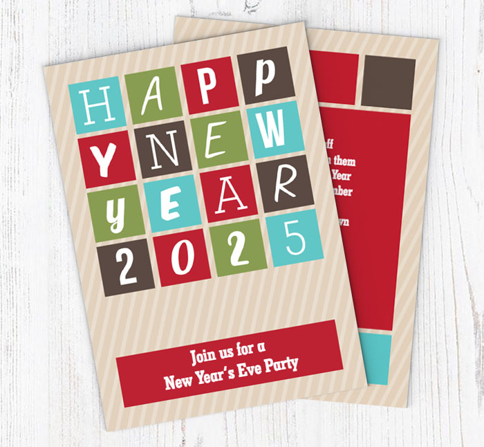 new year squares party invitations