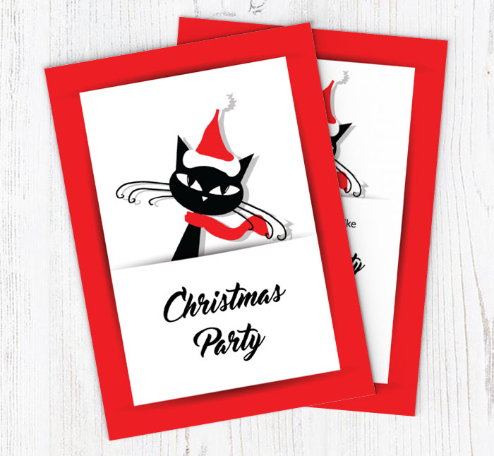 festive cat party invitations