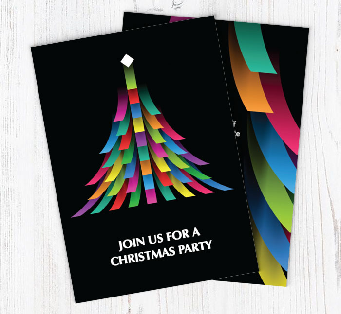 colourful christmas tree invitations