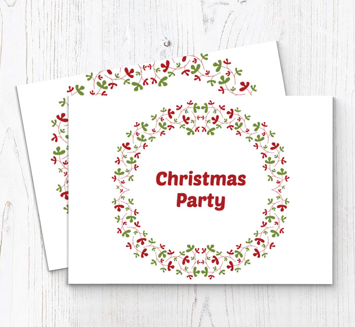 holly wreath party invitations