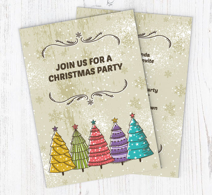 five xmas trees party invitations