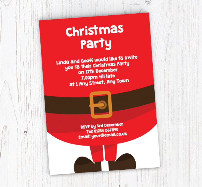 santas tummy party invitations