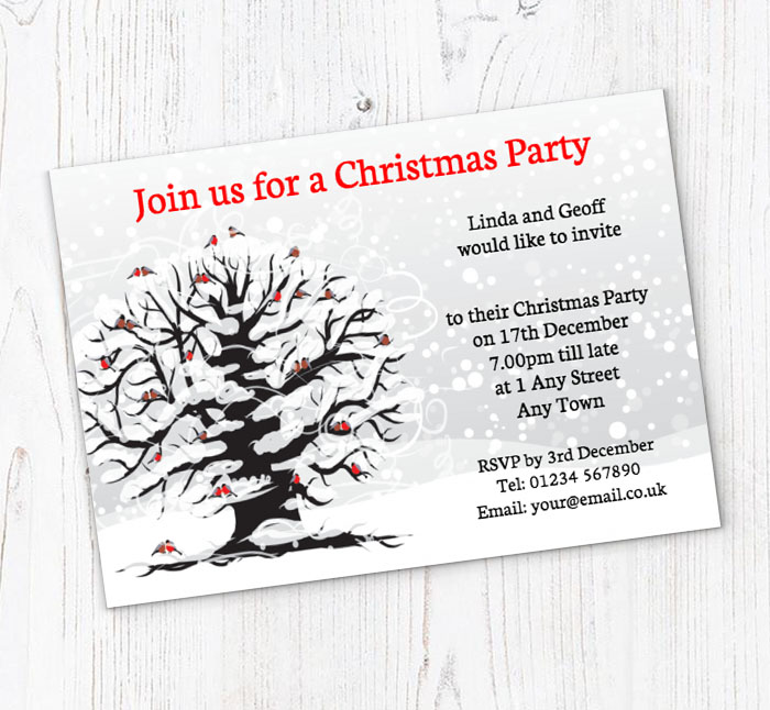 robins in tree party invitations