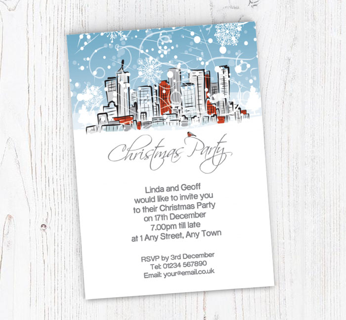 snowy landscape party invitations