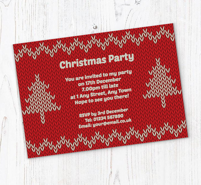 knitted xmas jumper party invitations