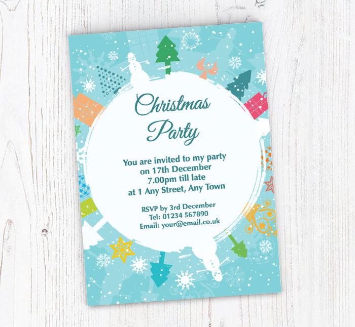 snow circle party invitations