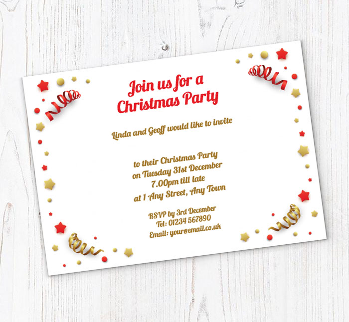 stars and streamers party invitations
