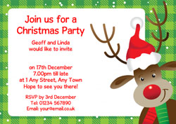 tartan reindeer party invitations