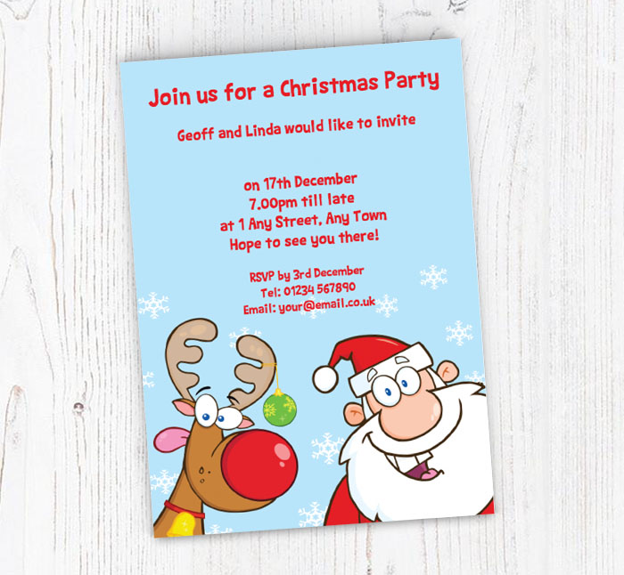 Rudolph and Santa Party Invitations | Personalise Online Plus Free ...