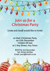 xmas lights and baubles invitations