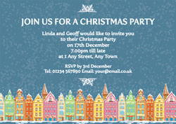 snowy town party invitations