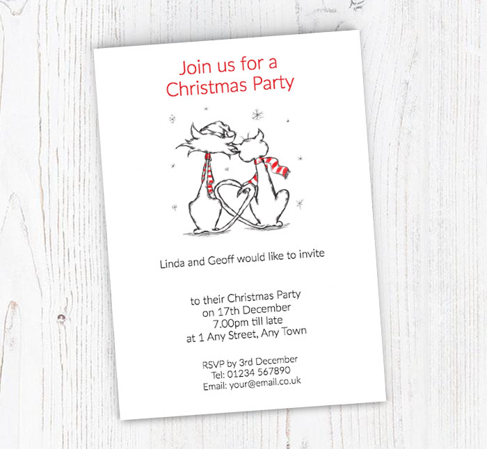 christmas cats party invitations