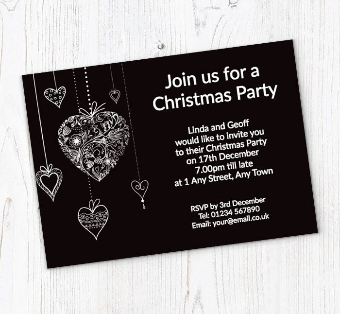 classic baubles party invitations
