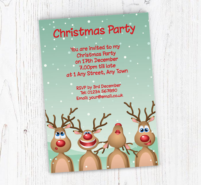 singing reindeer party invitations