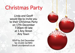 frosted baubles party invitations