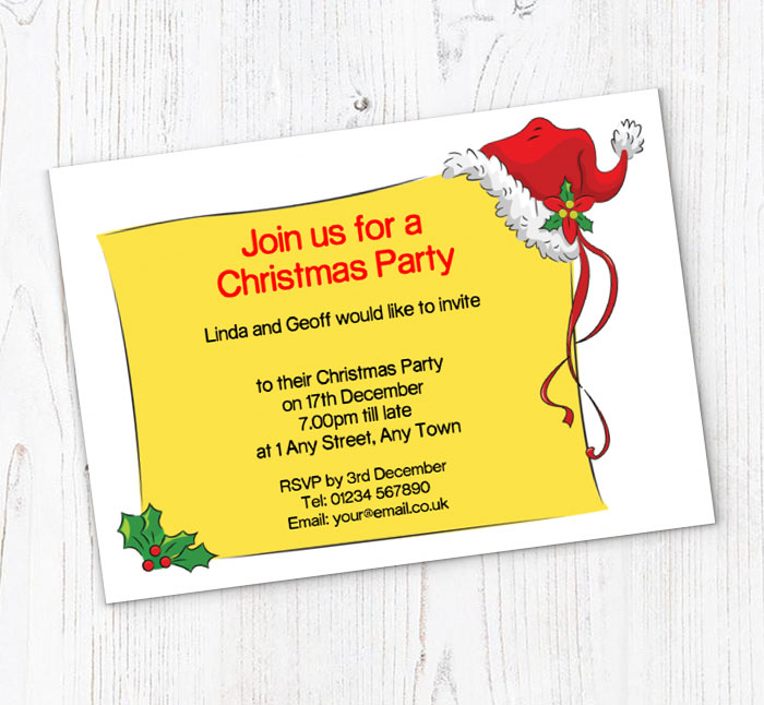 santa hat party invitations