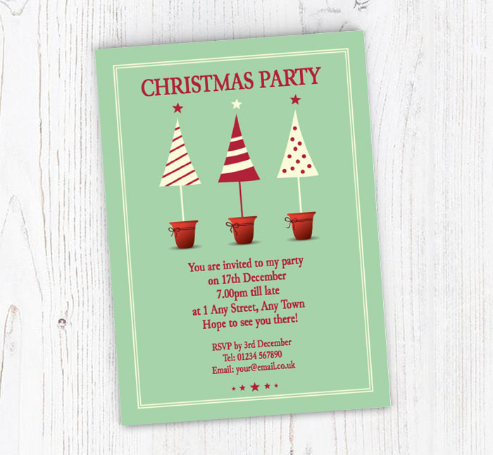 three xmas trees party invitations