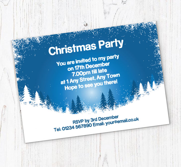 snowy scene party invitations