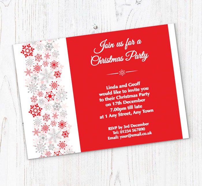 snowflakes party invitations