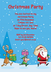 santa elf and reindeer invitations