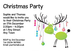 green reindeer party invitations