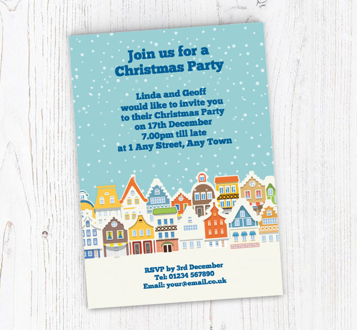 christmas houses party invitations