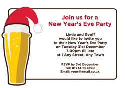 santa hat on beer party invitations